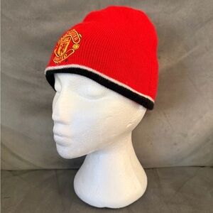 Manchester United Football Club Reversible Beenie Cap One Size Black Red